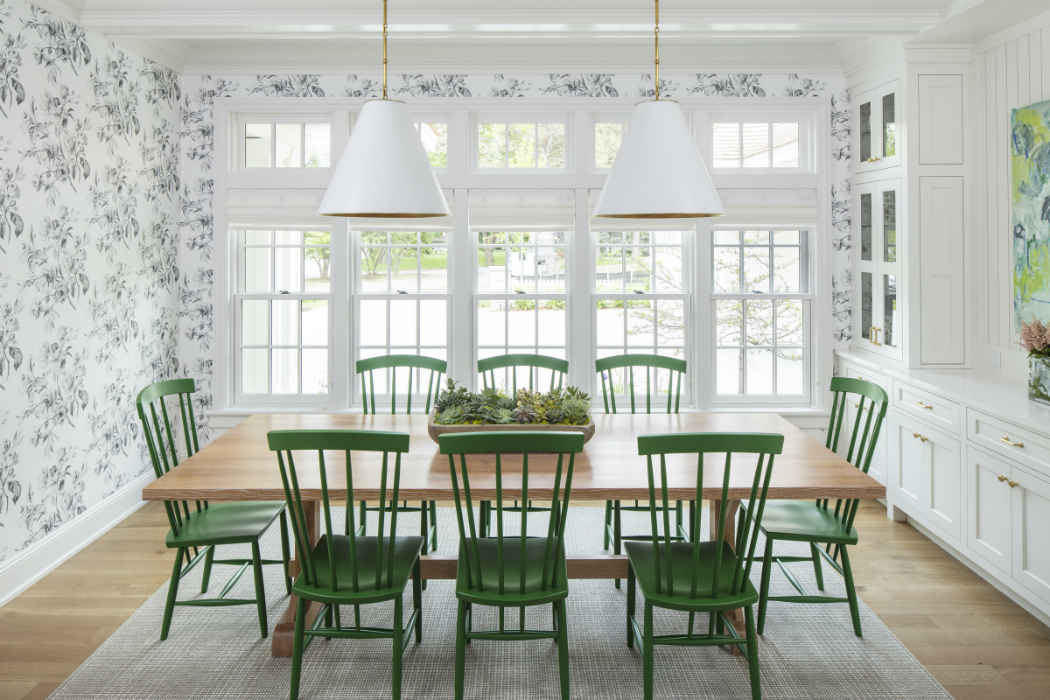Dining Room With Floral Wallpaper