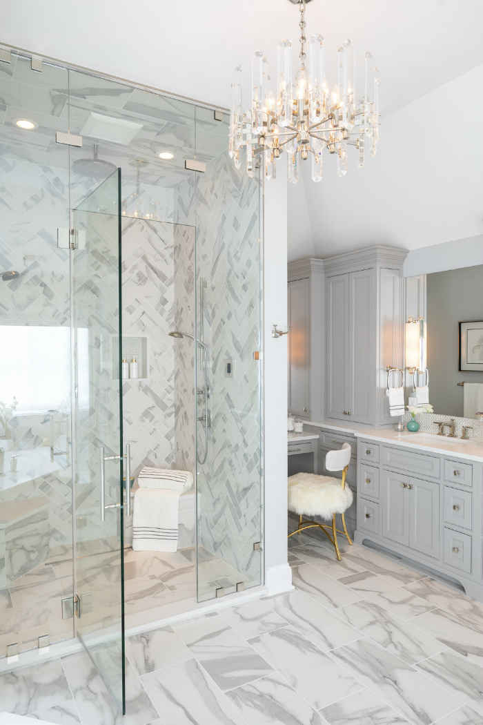 Herringbone Tile Shower Design