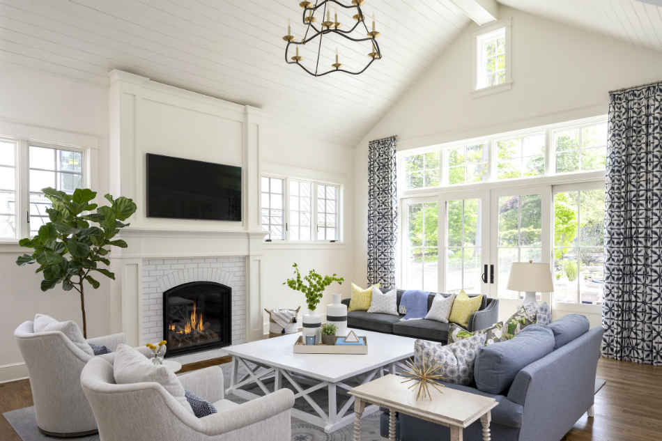Living Room With Vaulted Ceiling