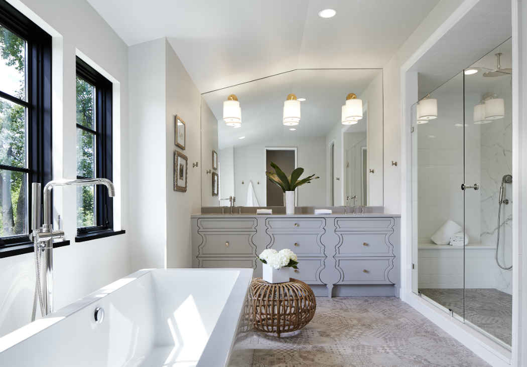 Master Bathroom With Soaker Tub And Walk In Shower