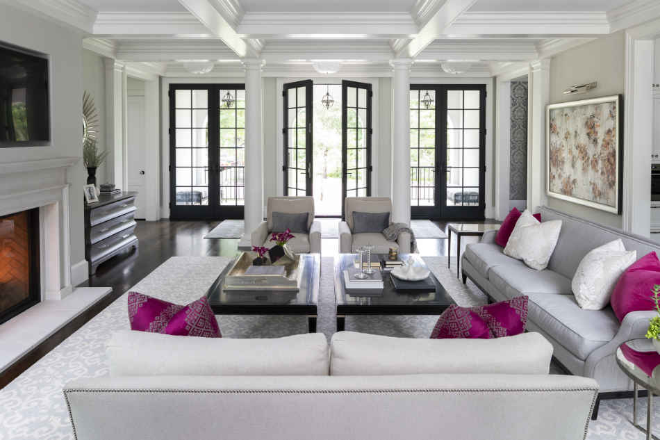 Lake Calhoun Interior Design - Neutral Living Room With Pink And Black