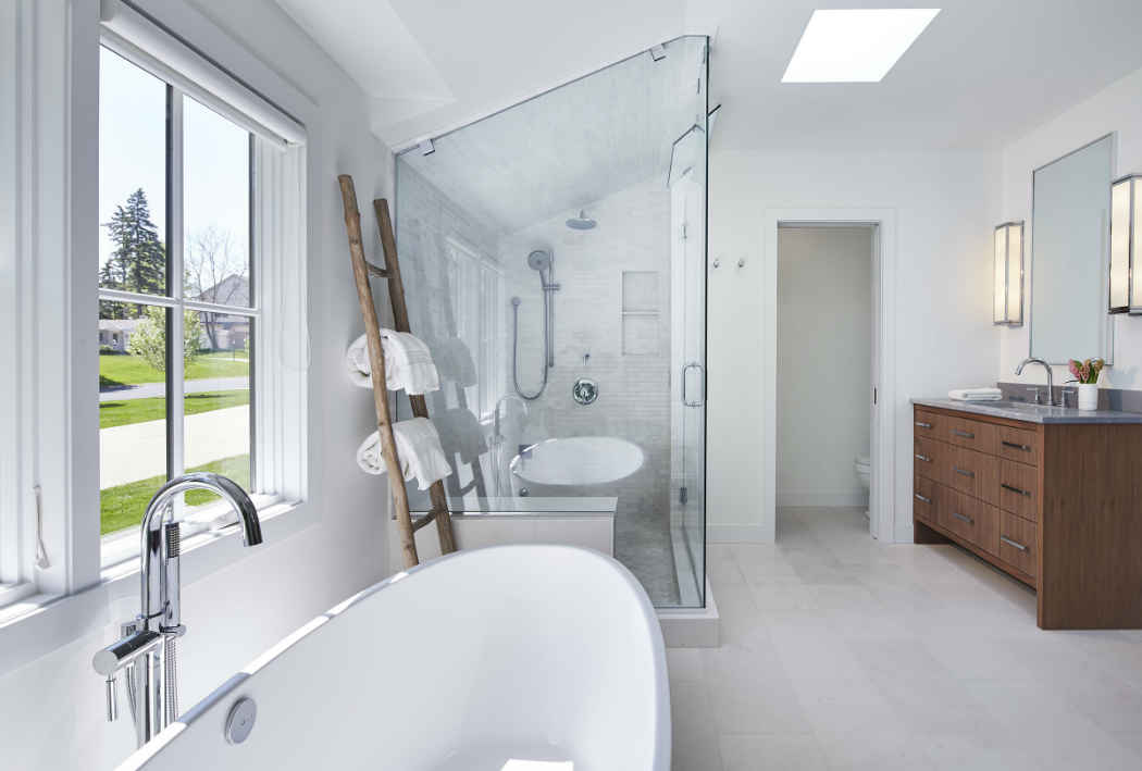 White Master Bathroom Design By Martha Ohara Interiors