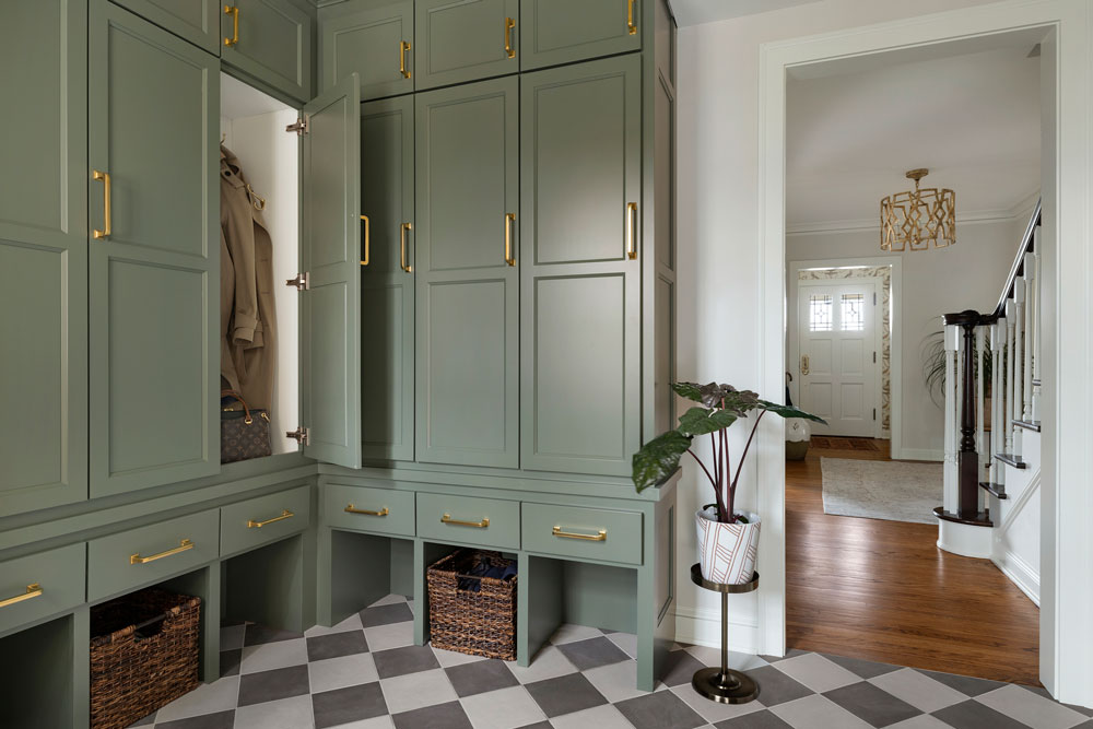 2 Mudroom Design With Green Cabinets