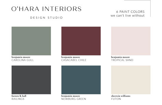 O’Hara Interiors Paint Color Guide