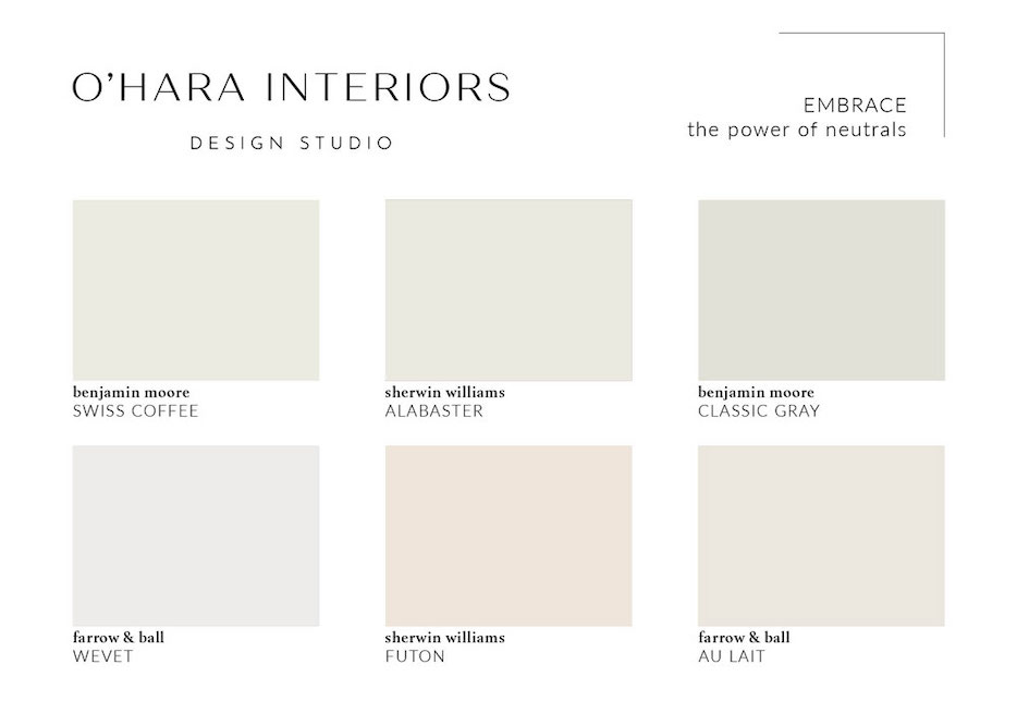 O'hara Interiors Neutral Paint Color Guide