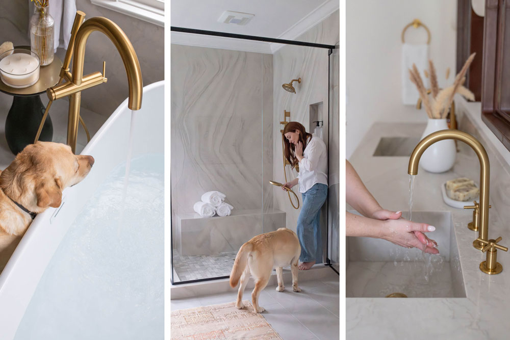 3 Brushed Sunrise Grohe Fixtures In Kate O'hara's Bathroom Remodel